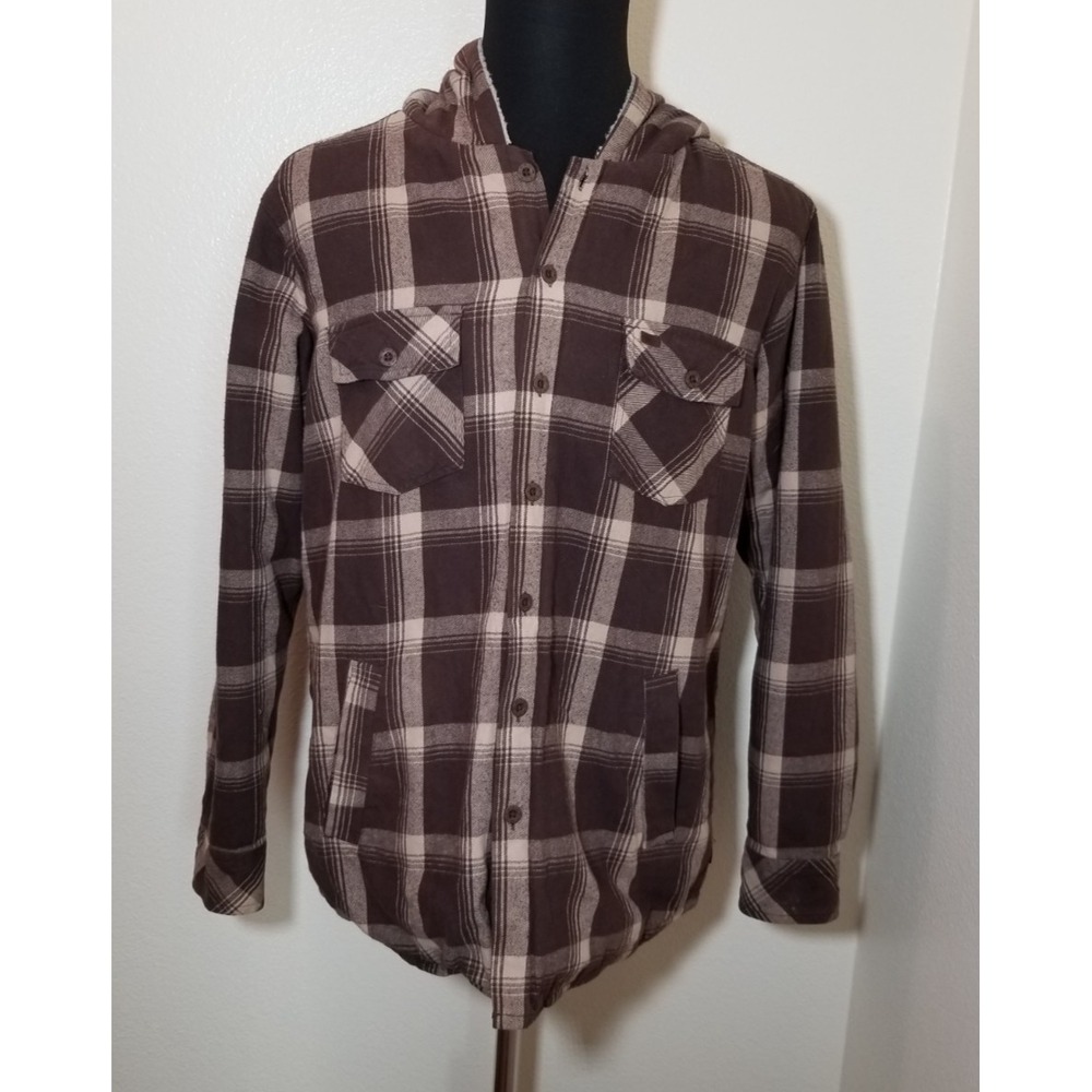 Rip Curl Mens Medium Hooded Flannel Jacket Sherpa Surfer Ocean Coastal Grunge